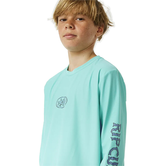 2024 Rip Curl Boys Lost Islands UPF Long Sleeve Rash Vest 12CBRV - Aqua